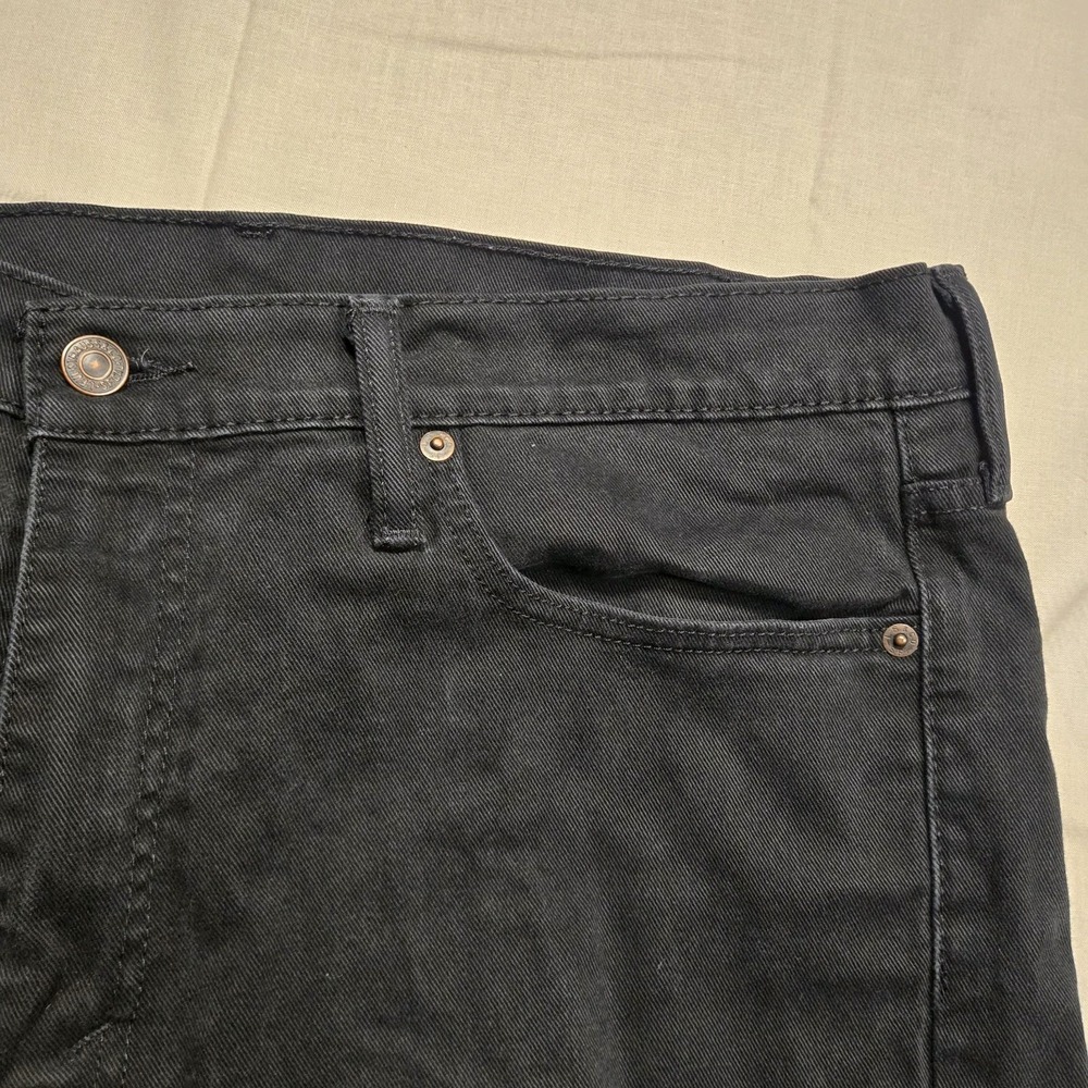 Levis 513 Jeans Mens 36x29 Black Dark Wash Slim Straight Stretch Denim Pants - Picture 3 of 15